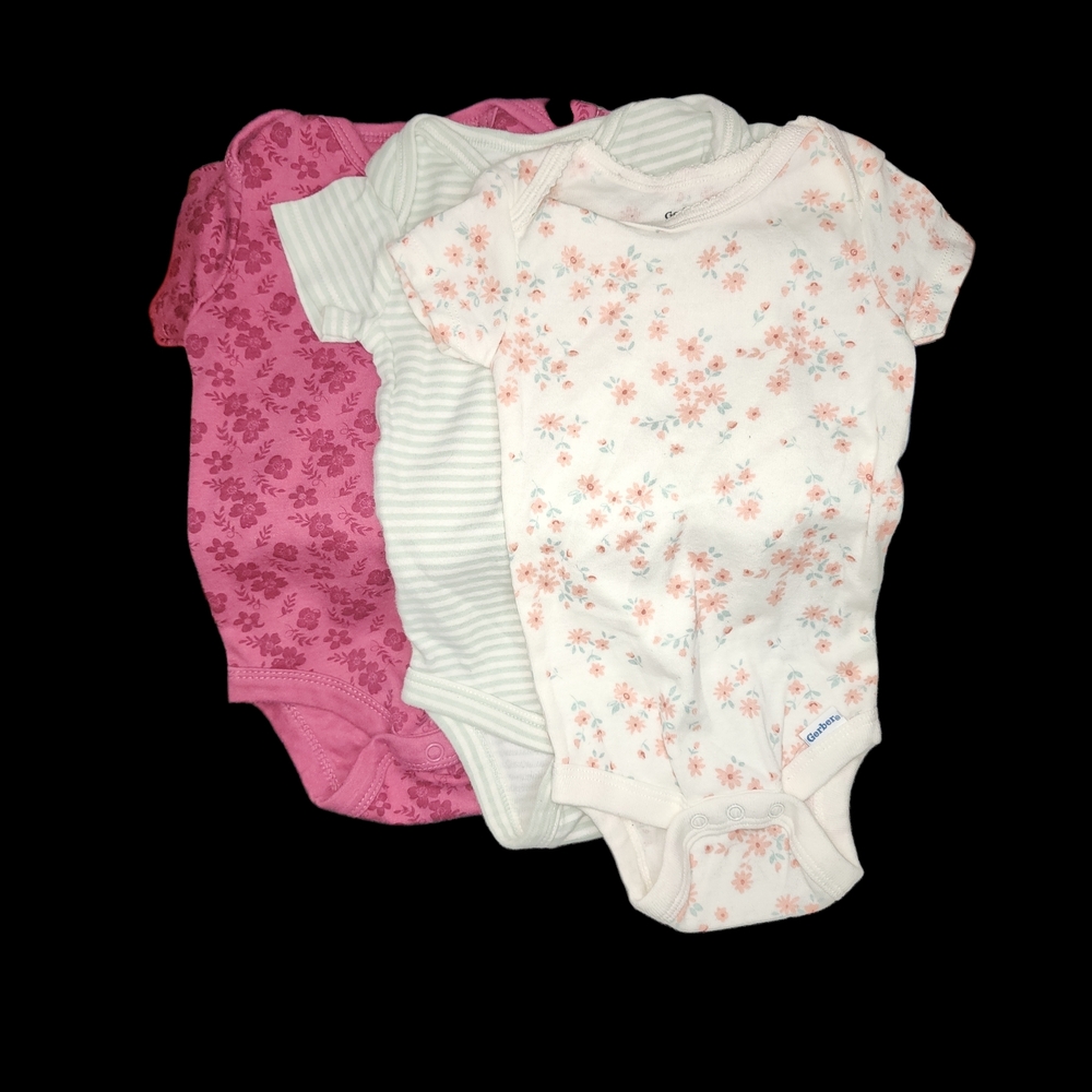 Gerber Pink, White, and Cream Bodysuits Set